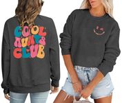 ASTANFY Women Aunt Sweatshirt Cool Aunts Club Crewneck Sweatshirt Auntie Long Sleeve Lightweight Shirt for Aunt Gift, Dark Grey, X-Large