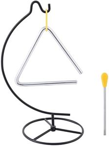 Homelavie Triangle Percussion Instrument With Striker, Hand Bell, Teacher Bell Chime for Classroom, Dinner Bell Outdoor, Meditation bell, Music Instruments for adults (5 Inch)