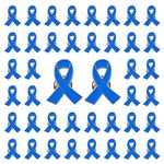 WANDIC Blue Ribbon Pin, 50 Pcs Colon Cancer Awareness Ribbons Lapel Pins Hope Brooch Enamel Jewelry Pins for Man or Women