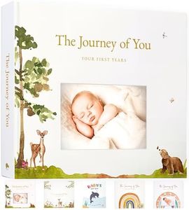 Personalized Baby Memory Book with Photo Cover, 5-Year Milestone Journal, Gender Neutral Keepsake Album, Flat-Lay Pages, FSC Archival Paper, Keepsake Box and Envelope, 108 Pages, Woodland Scrapbook