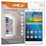 REY Screen Protector for HUAWEI ASCEND G7, Tempered Glass Film, Premium quality, [Pack 3x]