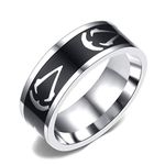 Sping Jewelry Assassin's Creed Symbol Ring Stainless Steel Master Assassins Emblem Band Size 7to13