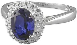 Sapphire & Diamond CZ Sterling Silv