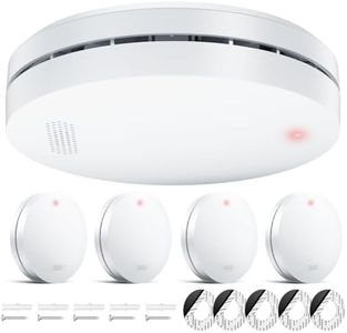 Detector de Humo 2024, Alarma de Incendio con Batería de 10 Años, Alarma de Incendio, Sin perforación, 85dB, Detector de Humo, Interconectable - 5 Piezas
