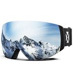 MAXJULI Ski Goggles Men Women,OTG Snow Goggles with Magnetic Interchangeable Anti-Fog HD Lens UV Protection M6(Black Frame/Silver Lens)