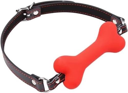 Mouth Gag Ball Silicone Leather Dog Bones Gag Mouth Adjustable Strap Toys Mouth Ball Gagger for Mouth Portable for Women KC3 K137 KC13 (Red)