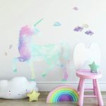 RoomMates Galaxy Unicorn Peel & Stick Giant Wall Decal with Glitter, 17.25 inches and 1 Sheet at 9 inches x 36.5 inches, Colorful