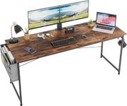 COTUBLR 63 Inch Computer Desk, Home Office Desk, Simple Modern Large Desk for Bedroom, Writing Desk with Storage Bag, Study Table for Students, Rustic Brown