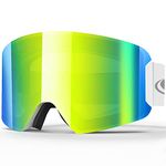 Findway Ski Goggles, OTG Skiing Snowboard Goggles for Men Women Youth, 100% UV Protection Anti Fog Windproof Snow Goggles Ski Glasses Outdoor Sports for Skiing Skating Snowmobiles