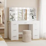 YESHOMY Vanity Desk with Mirror, Po