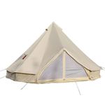 UNISTRENGH Cotton Canvas Bell Tent with Stove Jacket Hole for Family Camping,Glamping,Traveling (Beige, 3M/9.84ft)