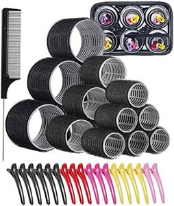 MaxNedrin Hair Roller sets,Self Grip Hair Curlers,3 Inch Salon Hair Dressing Curlers,3 Size (JUMBO LARGE MEDUIEM)18 Packs(Black)