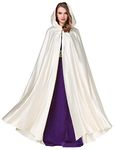 BAEAUTEICATE Wedding Cloak Cape with Hood Long Satin Poncho for Women Bride Maxi Unisex Medieval Coat Halloween Christmas Coaplay Costume Full Length (One Size, Light Ivory)