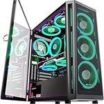 MUSETEX ATX PC Case Pre-Install 6 PWM ARGB Fans, Mid Tower Gaming Case with Opening Tempered Glass Side Panel Door, Mesh Computer Case, TW8