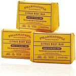 Pharmacopia Citrus Body Bar – Aromatherapy Body Soap with Natural & Organic Ingredients – Vegan Body Wash Bar for Men & Women, 124g | 4.4oz, Pack of 3