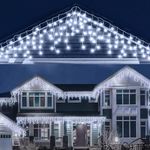 LEDYA Icicle Outdoor Christmas Lights, 55ft/17m 480 LED Outdoor Fairy Lights, Mains Powered Outside & Indoor Decorations Icicle Lights with 8 Modes for Window, Roof, Garden, Wall, Gazebo