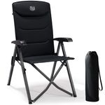 TIMBER RIDGE Camping Chairs for Adults Heavy Duty, Oversized Folding Garden Chair, High Back Outdoor Chair Luxury for Caravan Dining Beach Picnic, Adjustable 4-Position, Support 150kg, Black