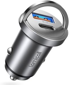 Lamicall Cargador Coche Carga Rápida, Cargador Mechero USB C - [USB C 45W+USB A 45W] Diseño Totalmente Metálico, Compacto & Invisible, PD & QC 3.0 Cargador Coche para iPhone 16 15 14, Samsung