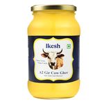 Ikesh 100% Pure & Natural A2 Gir Cow Ghee 1 litre Traditionally A2 Milk of Grass-Fed Gir Cows | Rich, Aromatic, and Nutrient Glass Jar