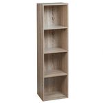 URBNLIVING Tier Wooden Bookcase Shelving Display Storage Shelf Unit Wood Shelves (Antique Oak, 4 Shelf)