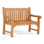 BrackenStyle Queensbury 2 Person 120cm Teak Garden Bench - 2 Seat Luxury Wooden Patio Outdoor Grade A Teak Bench Seat