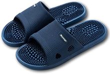 Xnlonby Slippers for Women Men Foot Massage Plantar Fasciitis Sliders House Ladies Sandals Shower Shoes Non-Slip Quick Drying Pool Slides Beach Sandals Indoor and Outdoor Unisex Size 7-7.5 Blue