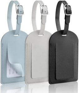 AiQInu Lot de 3 Etiquette Valise en PU, Étiquette Bagage avec Boucle Réglable, Porte Etiquette Valise Cuir Inscriptible Nom Adresse, Luggage Tag pour Voyage Avion