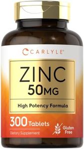 Zinc 50mg | 300 Tablets | Vegetarian, Non-GMO, and Gluten Free Supplement | Zinc Gluconate | High Potency Formula | by Carlyle