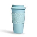 Neon Kactus Reusable Coffee Cup | Compostable Coffee Cup with Lid | Leakproof Travel Mug | Double Wall Coffee Tumbler to Keep Drinks Hot or Cold | Dishwasher & Microwave-Safe | Sea Breeze, 16oz