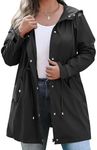 IN'VOLAND Women's Rain Jacket Plus Size Long Raincoat with Hood Outdoor Lightweight Windbreaker Travel Jacket