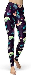 sissycos Women's Candy Skull Printed Leggings Ultra Soft Halloween Stretchy Pants (Crystal Skulls, Small-Large)