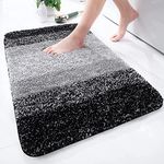 OLANLY Luxury Microfiber Bath Mat, Extra Soft and Absorbent Bathroom Mat, Non-Slip Plush Shaggy Bathroom Rug, Machine Wash Dry, Bath Rugs for Bathroom Floor, Tub and Shower, 20x30, Black