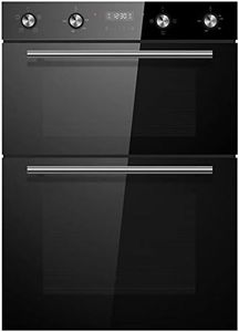 Cookology CDO900BK 90cm Black Glass Built-in Electric Double Oven & timer