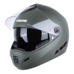 Steelbird Rox Cyborg ISI Certified Full Face Helmet for Men and Women with Inner Smoke Sun Shield and Outer Clear Visor (Large 600 MM, Dashing Battle Green)