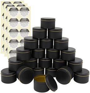 Bright Creations 24 Pack Candle Tins 8 oz with Lids and Labels for Candle Making (Black)