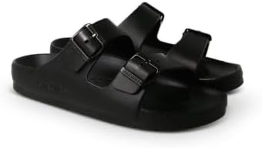 Genuins Black Mallorca H2O Sandals for Men Women, Adjustable Double Buckle Design, EVA Footbed Arch Support Comfort, Casual Slip On Summer Travel Beach or Pool, Walking Wear, 10 US Women / 8 US Men