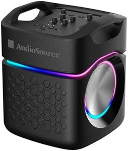 AudioSource 2.1 Channel Party Speaker with Built-in Subwoofer, 160W, RGB Light Modes, Portable Outdoor Karaoke Speaker, Bluetooth 5.3, Dual Mic Inputs, Ultra Bass Boost, Matte Black, AP40