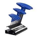 MichaelPro MP001042 8-Piece T-Handle Ball End Allen Wrench Set, T Handle Allen Key Set, T Bar Allen Keys Set, T Key, Allan Keys, Hex Keys Set with Convenient Storage Stand (Metric, Blue)