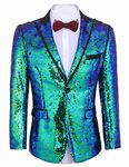 Coofandy Shiny Sequins Suit Jacket Blazer One Button Tuxedo For Party,Wedding,Banquet,Christmas,Nightclub