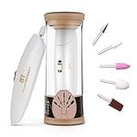 TOUCHBeauty Electric Nail File, Portable Manicure & Pedicure Drills with Bright LED Light for Acrylic Nails with Buffer, Polisher, Shine, Sharper PL-1333 (Gold)