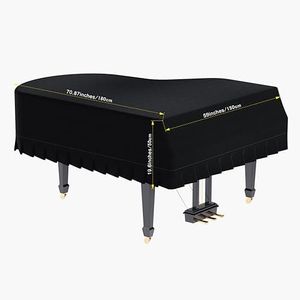 Kaieyres Grand Piano Cover, Velvet Piano Cover Decorative Full black Piano Cloth Triangle Decorated Protective(70.8in,180cm)