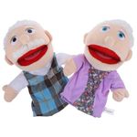 SAFIGLE 2Pcs Hand Puppet Plush Grandparents Puppets Toys Family Members Grandpa Grandma Interactive Toy for Kids Toddler Baby Storytelling Story Time Birthday Party Favor