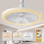 Socket Ceiling Fans with Lights,10 inch Ceiling Fan E26 Bladele with Light and Remote Indoor 3 Colors Infinitely Adjustable LED Mini Ceiling Fan for Bathroom/Bedroom/Living Room/Garage/Kitchen