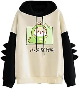 Alueeu Sudadera Chica Adolescente con Capucha Mujer Sudaderas Juveniles con Estampado de Kawaii Dinosaurio Casual Ropa Top Invierno Otoño 2021