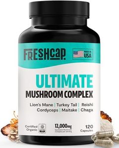 FreshCap, Ultimate Mushroom Complex - Lion's Mane, Reishi, Cordyceps, Chaga, Turkey Tail, Maitake - Supplement - Real Fruiting Body - No Fillers