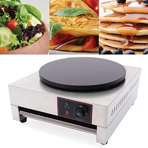 16 Inch Commercial Crepe Maker 1700W Electric Pancake Maker with Nonstick Round Crepe Hotplate Griddle Machine Adjustable Temperature for Blintzes, Eggs, Tortilla