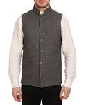 WINTAGE Men's Tweed Bandhgala Festive Nehru Jacket Waistcoat Grey