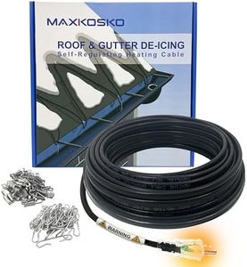 MAXKOSKO Roof Gutter Heat Cable for Snow Melting, Electric Self Regulating Roof De-Icing Heat Tape with 10 ft Power Cold Lighted Plug, 6 W/Ft, 120 V, 50 FT