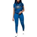 Nimsruc Women 2 Piece Tracksuit Outfits Casual Sports Short Sleeve Pullover Hoodie Sweatsuits Blue XL