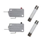 YOLISTIC (Pack of 4) Microwave Oven Door Switch & 20 Amp 250V Fuse Slow-Blow Time Delay Ceramic Fuses 6x30mm Compatible and Universal Replacement for Microwaves